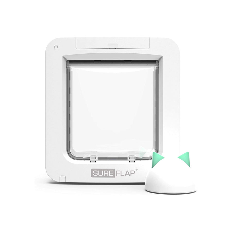 SureFlap Microchip Cat Flap Connect & Hub Bundle – White Small/Medium | Smart App-Controlled Cat Door